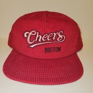 NWT Vintage Corduroy Cheers TV Show Snapback Hat Cap Red Boston Made In USA